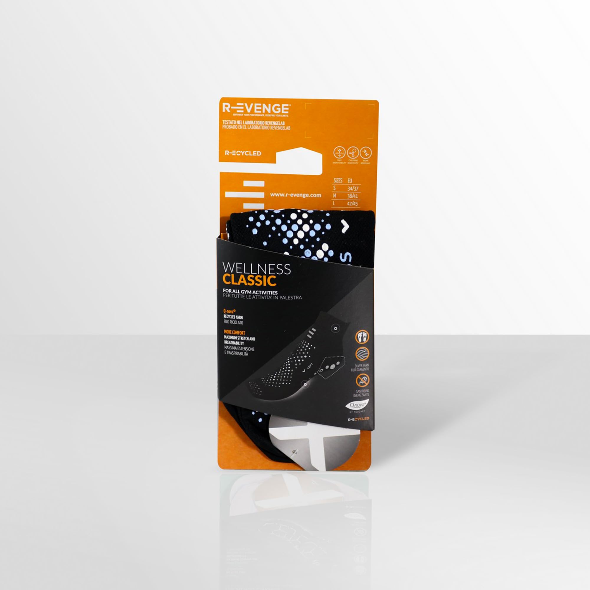 R-EVENGE Chaussure technique Wellness avec adhérence parfaite sur les surfaces sèches. Fil d'argent désinfectant et thermorégulant. Idéal pour le yoga, le Pilates, la gym, l'étape, la gymnastique