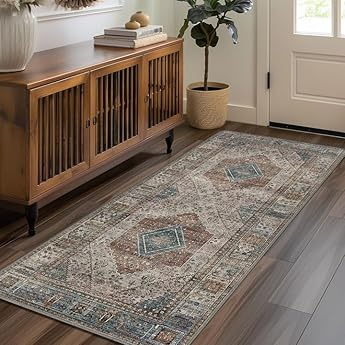 GENIMO 2x10 Non Slip Hallway Runner Rug, Machine Washable, Thin & Low Pile Lightweight for Kitchen, Laundry, Entryway, Bedroom & Living Room