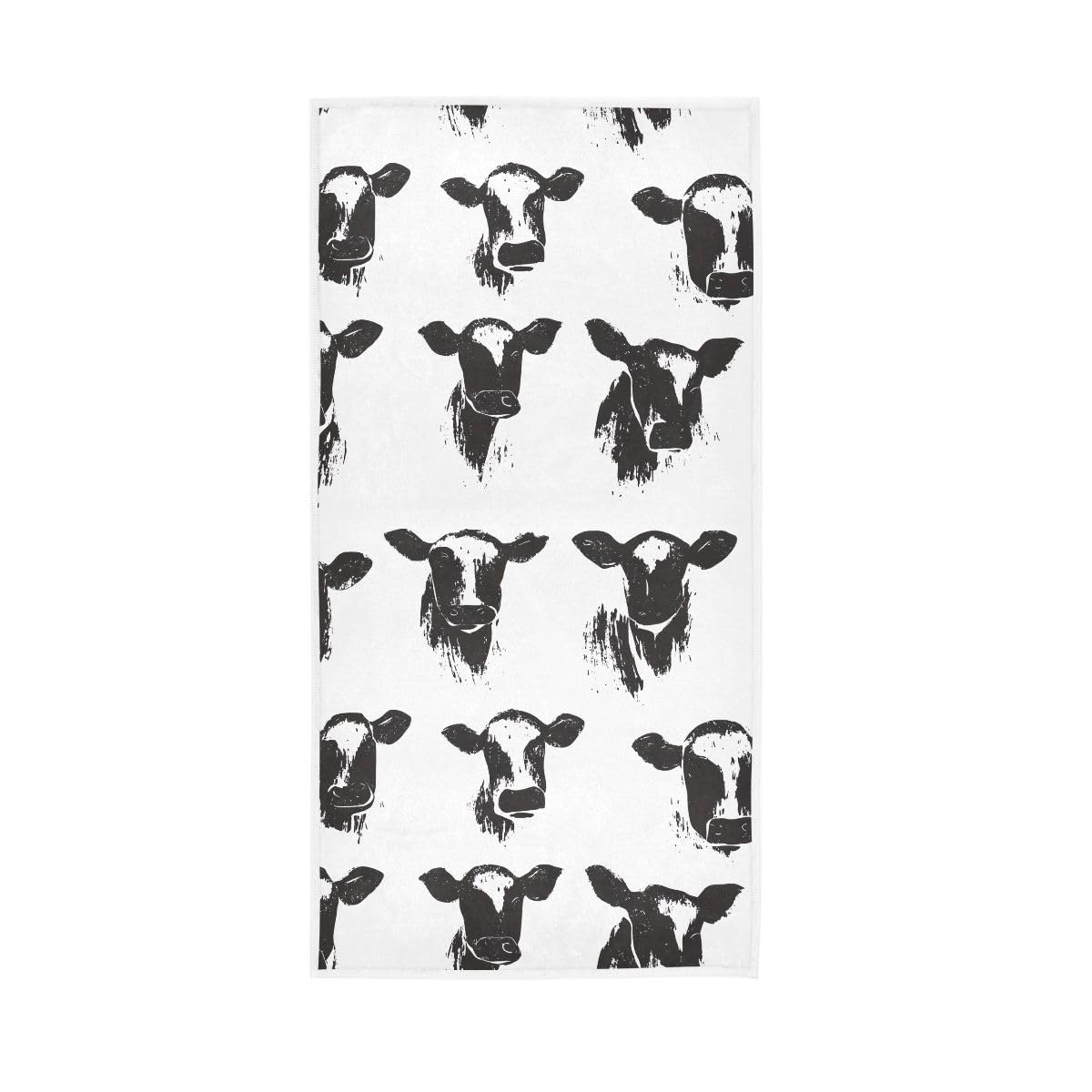 HUYGD Black Cow Print Hand Towels Bathroom, Hand Towels for Bathroom, Shower, Hotel, Spa 15 x 30 Inches
