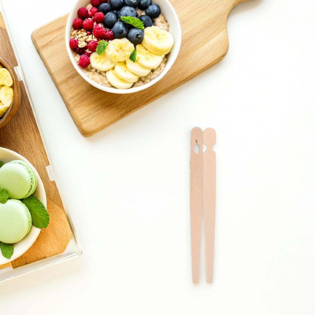 ABOOFAN 200 Paires Pinces Cuisine en Bois Khaki pour Petits Apéritifs et Snacks, Design Plat Élégant, Prise Facile Antidérapante, Usage Quotidien et Repas Variés