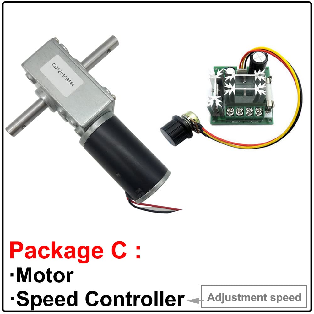 Doppelwellen-Schneckengetriebemotor mit hohem Drehmoment, 24 V, 12 Volt, 5–470 U/min, selbsthemmend, einstellbare Geschwindigkeit, umgekehrt, for automatische Wäscheständer (Size : 12v 40rpm 32kg.cm