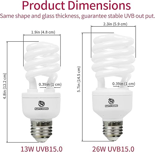 Miniatura 2 de REPTI HOME Luz de reptil UVB 150 bombilla UVA UVB de 13 W para reptiles lámpara de terrario compacta bombilla UVB de reptil para dragón barbudo