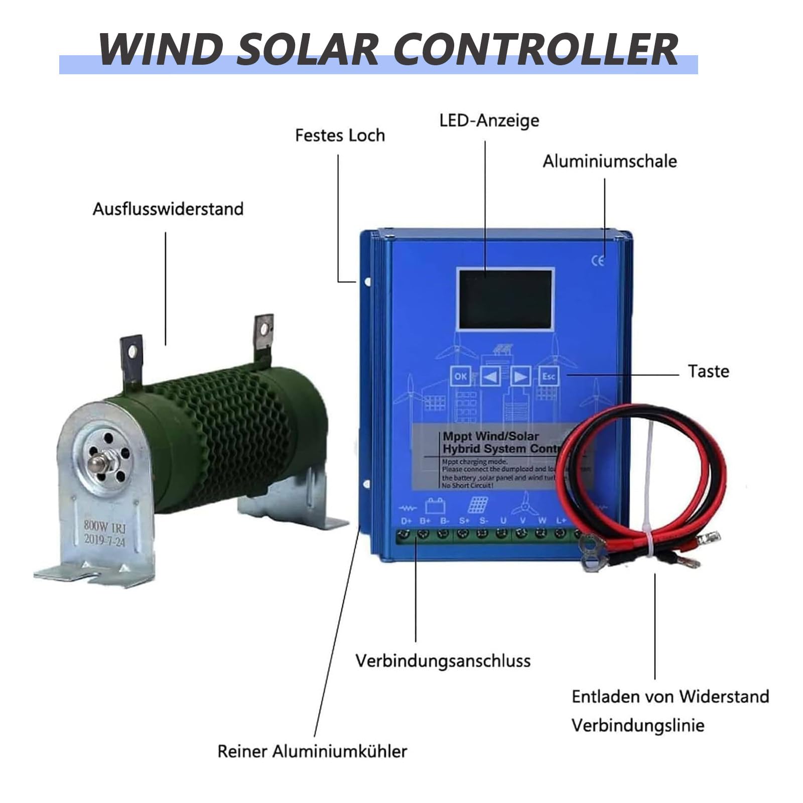 Hybrydowy regulator ładowania 20000 W, 12 V/24 V/48 V, wyświetlacz LCD, inteligentny regulator baterii, podwójne wyjście USB, maks. wejście 48 V, wydajne zarządzanie energią słoneczną