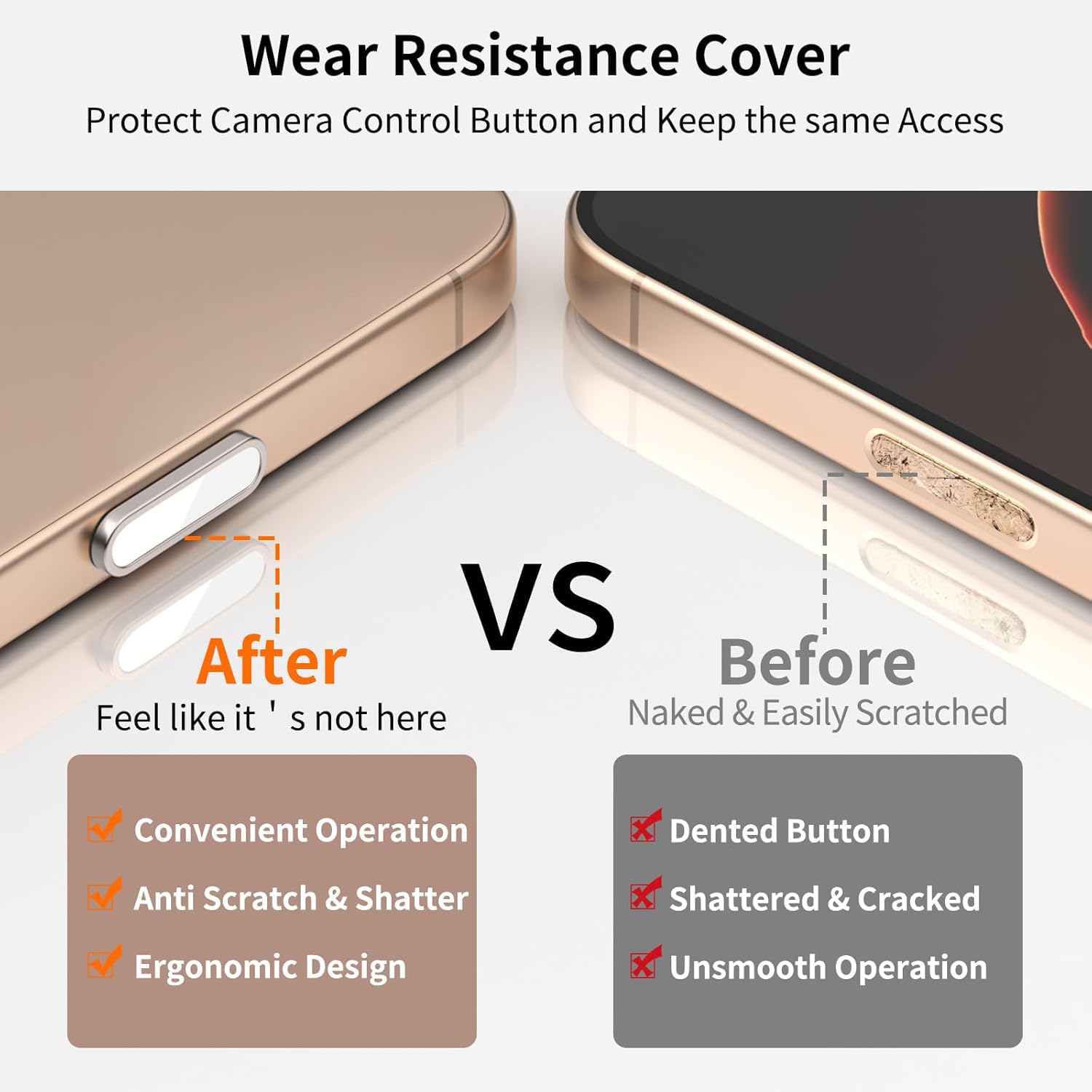 EBIZ HIVE Camera Control Button Protector for iPhone 16 Pro Max | 16 Plus | iPhone 17 Pro | iPhone Air Camera Button Cover Stalinite Protective Film for SmartCamera Side Keys Protective Film for Anti-bump(GOLD) 2