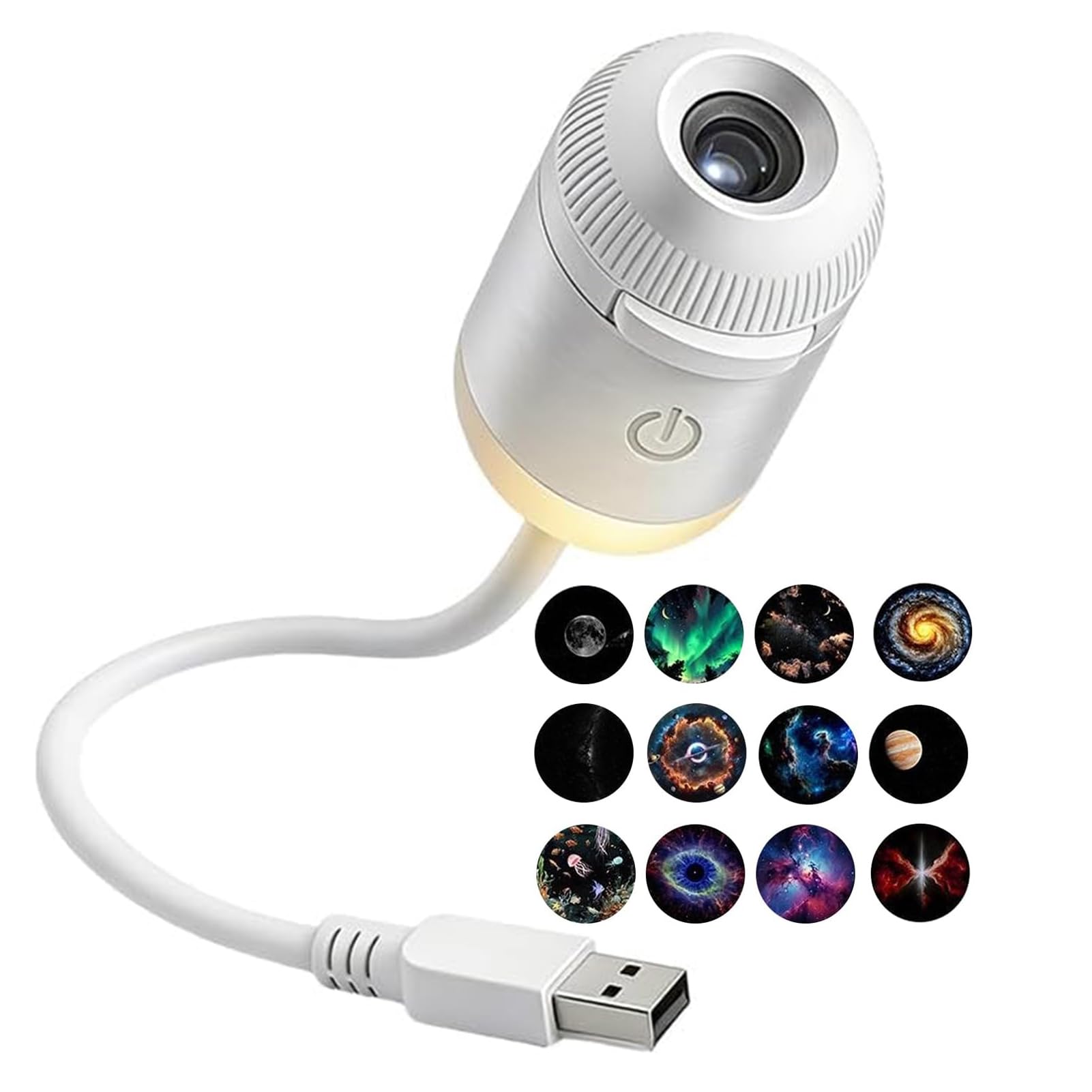 CHENRI 2-in-1 Starry Sky Projector & Night Light, 2-in-1 Projector Night Light with Adjustable Brightness, USB Starry Sky Night Light Projector, Mini LED Projection Lamp for Bedroom, Car (12 Films)
