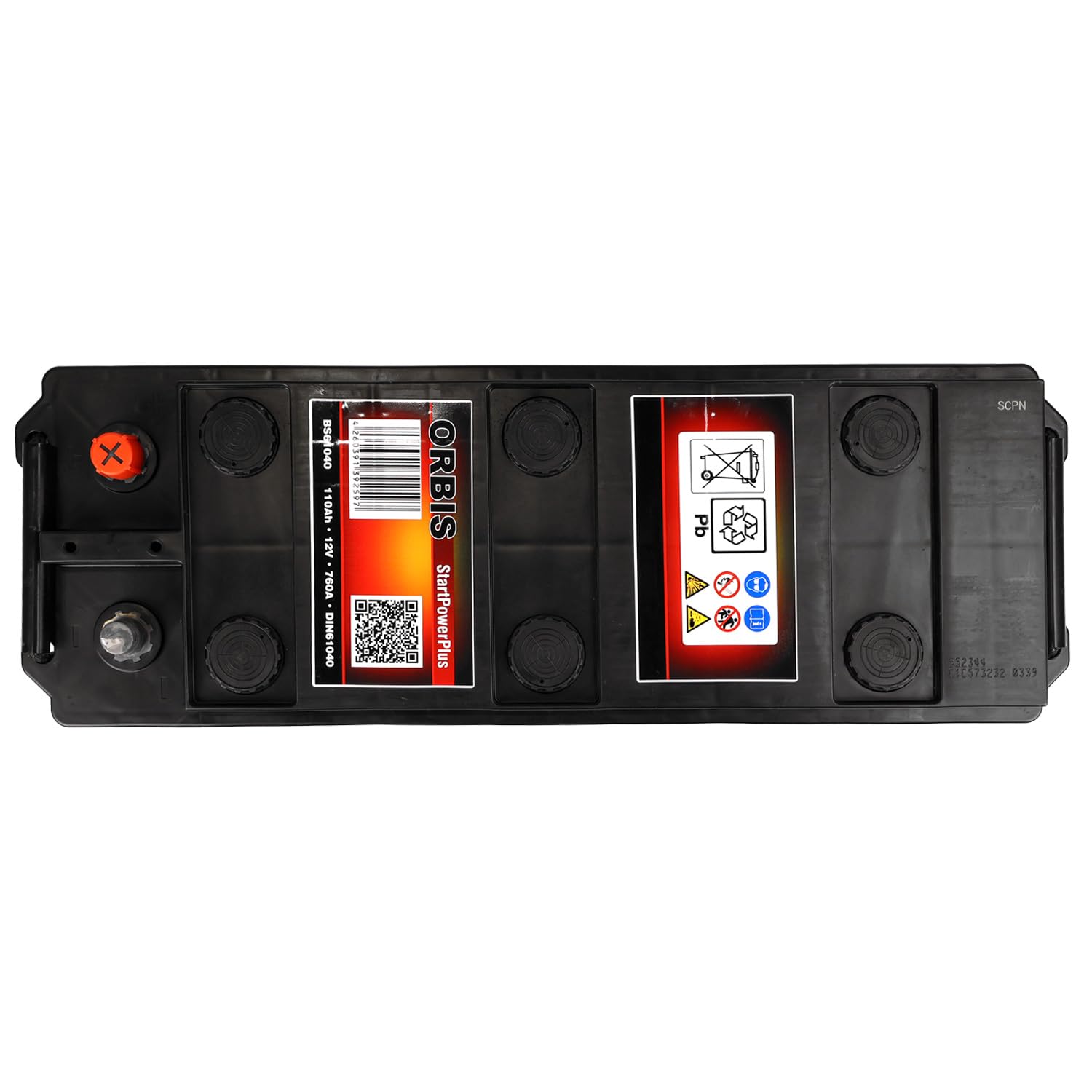 LKW Starterbatterie 12 V 110 Ah – wartungsfrei, gefüllt & geladen, robuste Ca/Ca Technologie mit starker Kaltstartreserve 760 A für Nutzfahrzeuge Orbis BS61040 | BaSBa 4906