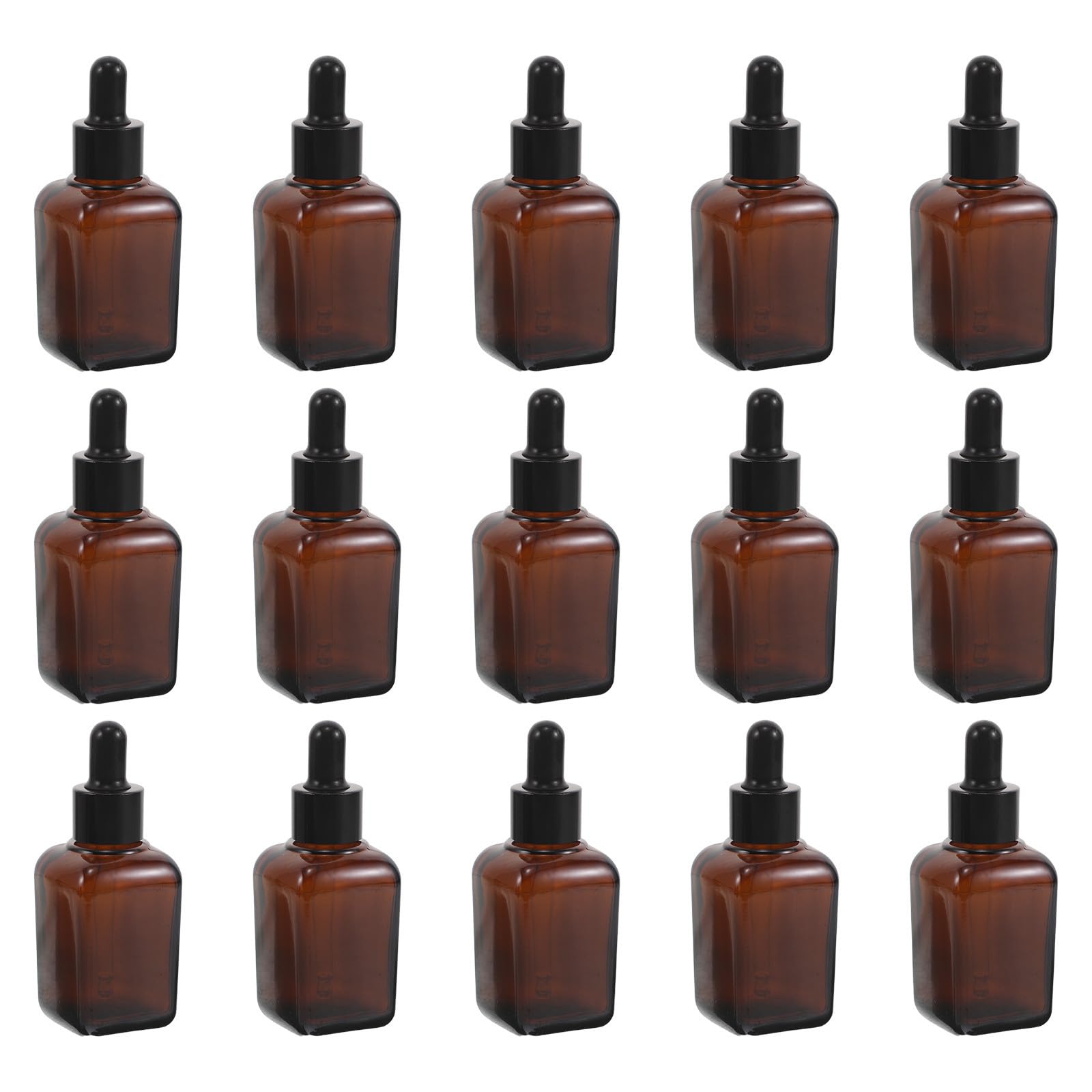 Supvox 20 Stück Braune Glas Tropfflasche 30ml mit Feiner Pipette Quadratisch Nachfüllbar für Ätherische Öle und Kosmetikflüssigkeiten Präzise Dosierung für Zuhause und Professionelle