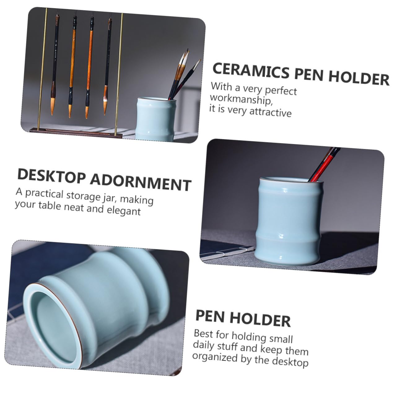 Porte-stylo Cylindrique en Céramique, Grosse Capacité, pour Bureau Élégant