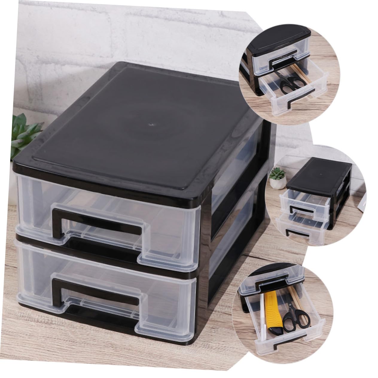 Lot de 2 Organisateurs de Tiroirs de Bureau en Plastique Abs Noir, Organisateur de Rangement de Bureau Pratique pour École et Maison, Rangement Divers