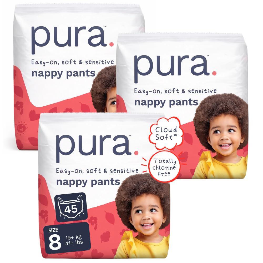 Pura Nappy Pants Size 8 (19kg+) 45 Count Sensitive Skin