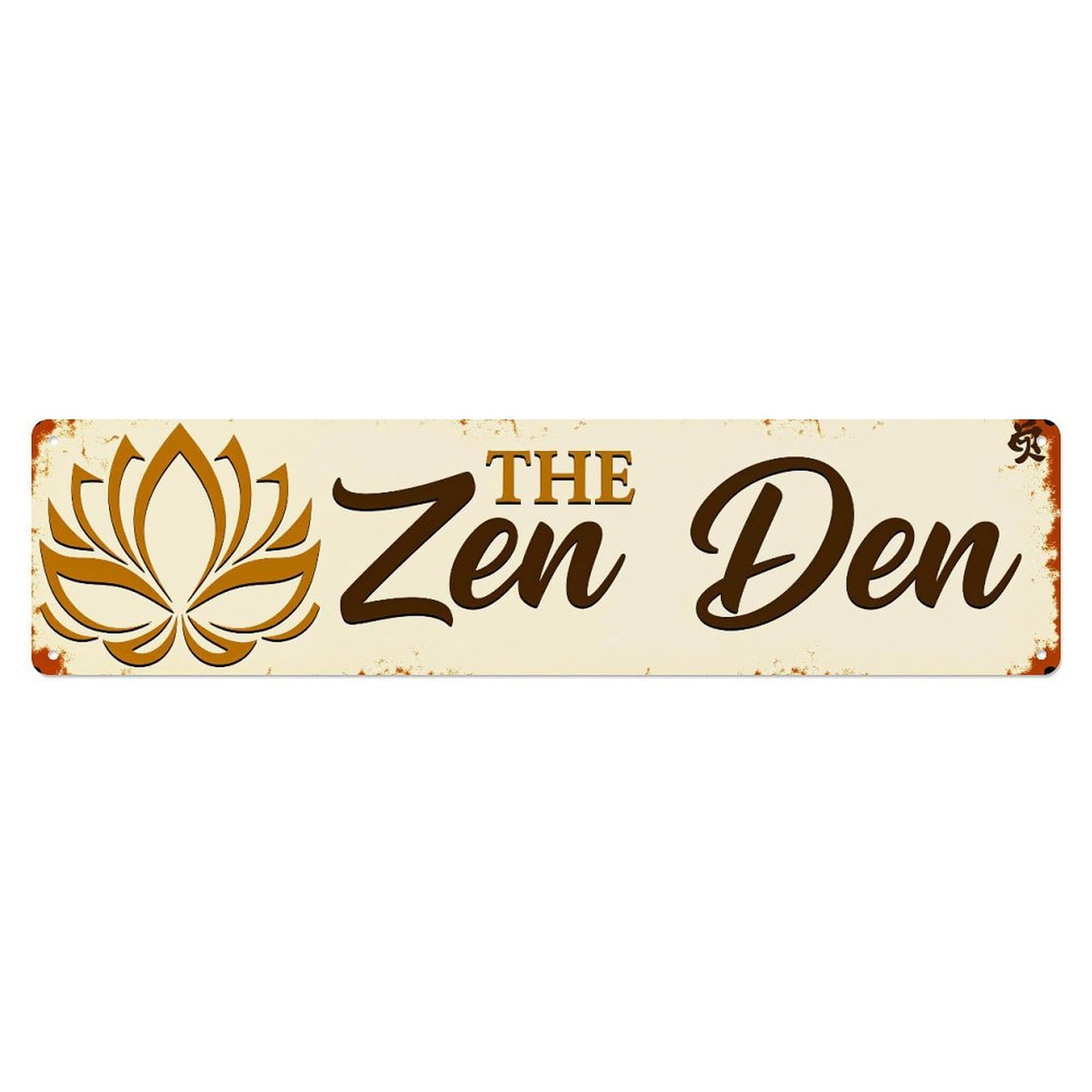 Golden Lotus Zen Den Sign Vintage Metal Tin Sign Retro Wall Decor for Home Bar Garage Cafe, Indoor & Outdoor Decorative，Metal Poster, 4x16 Inch