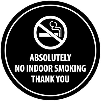 Signs ByLITA Circle Absolutely No Indoor Smoking Thank You Sign (Black) - Small