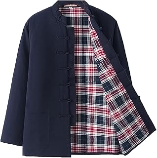 Hombres Chaquetas De Invierno Tang Traje De Algodón Acolchado Abrigos Caliente Tai Chi Uniforme Chino Chaqueta Kung Fu Ropa Tops Blue 1-L