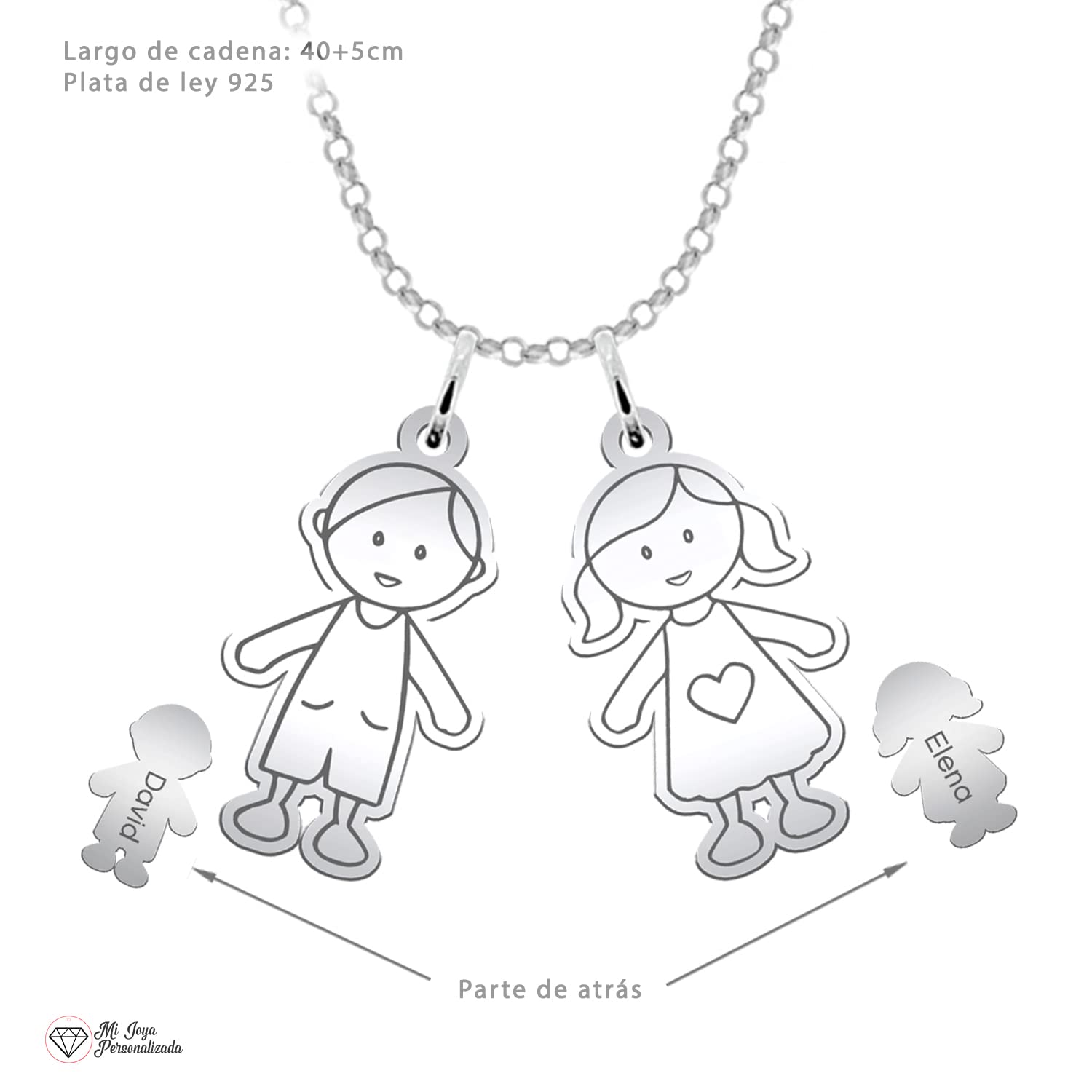 Collar Con Niños Plata de ley Personalizado- Colgante para Mama, Abuela, Tía o Madre Primeriza con Nombres de Hijos, Nietos o Sobrinos - Ideas Regalo Dia de la Madre Navidad Cumpleaños o Aniversario