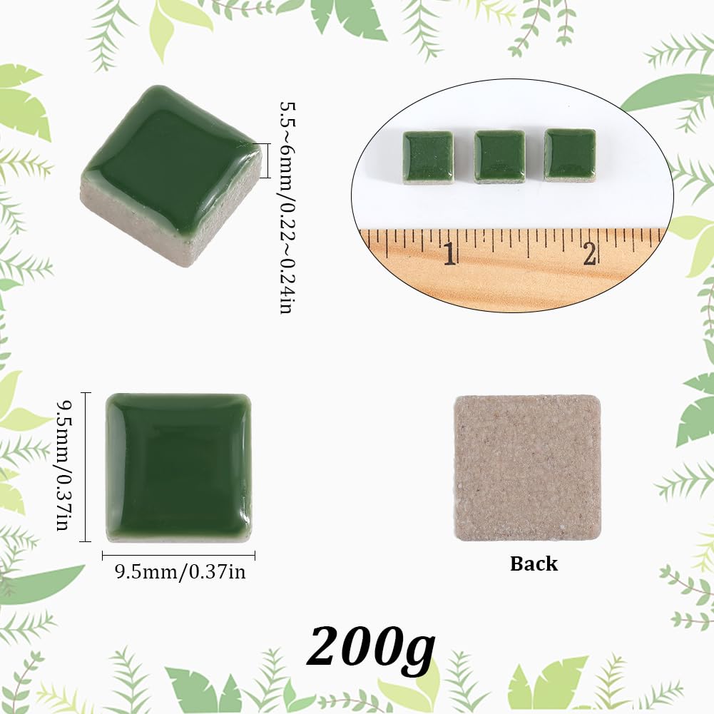 Carreaux Mosaïque Feuilles Vertes SOFPLATE - 200g Porcelaine - Pour Déco DIY & Artisanat