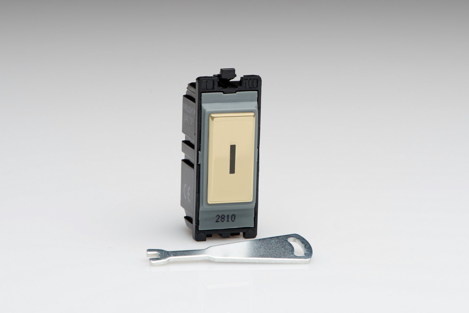 Varilight Polished Brass PowerGrid Engraved Module 20 Amp 2 Way Single Pole Key Switch