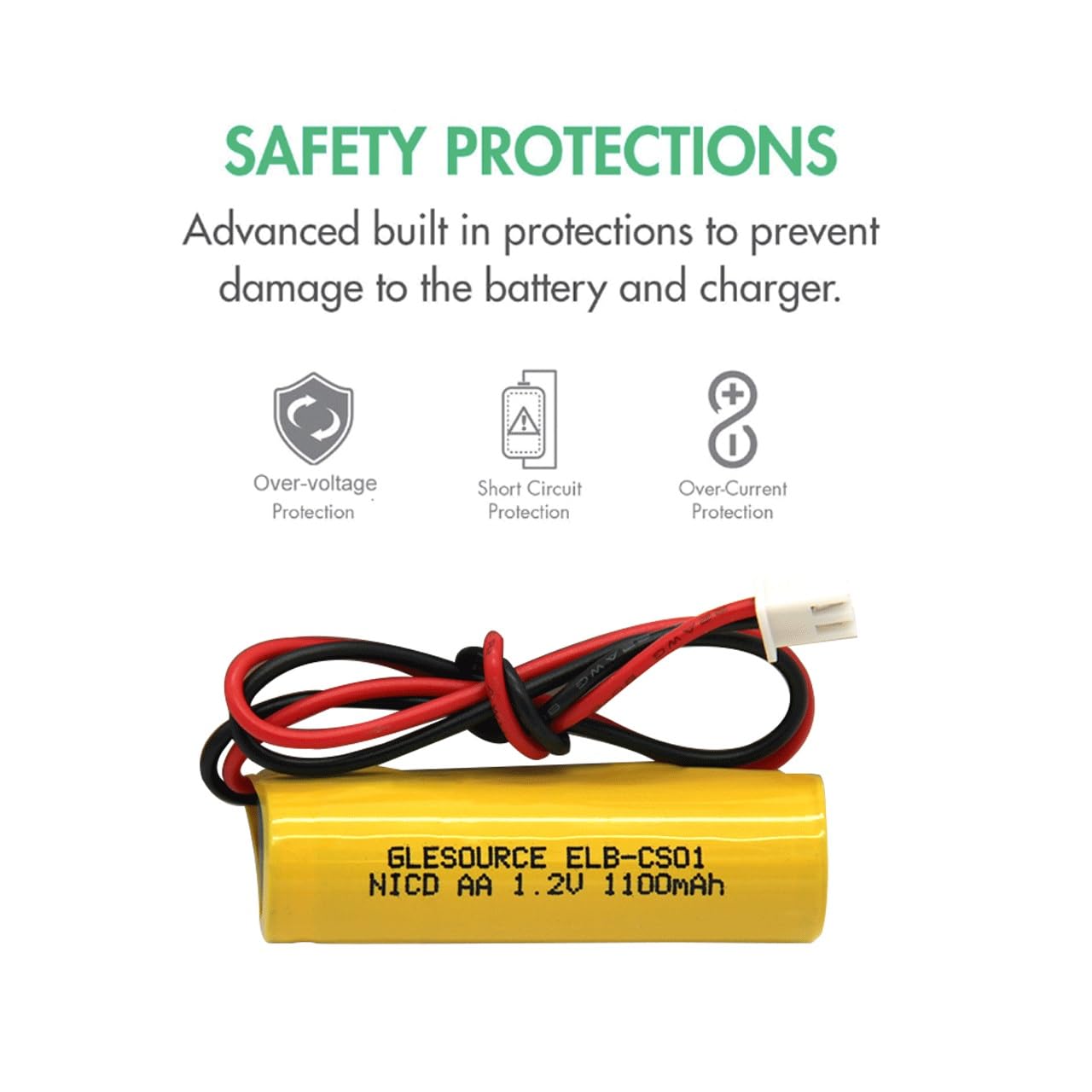 Lot de 10 piles AA 1100 mAh 1,2 V pour éclairage d'urgence ELB-CS01, EXR EL 122 C4T, Custom 332, Unitech OSA268