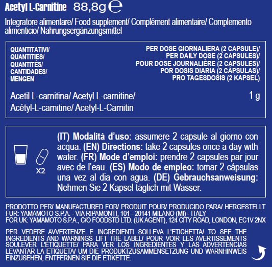 acetyl l carnitine yamamoto L-CARNITINE 120 capsule di acetil carnitina NutriJa Acetyl L-Carnitine 750mg -