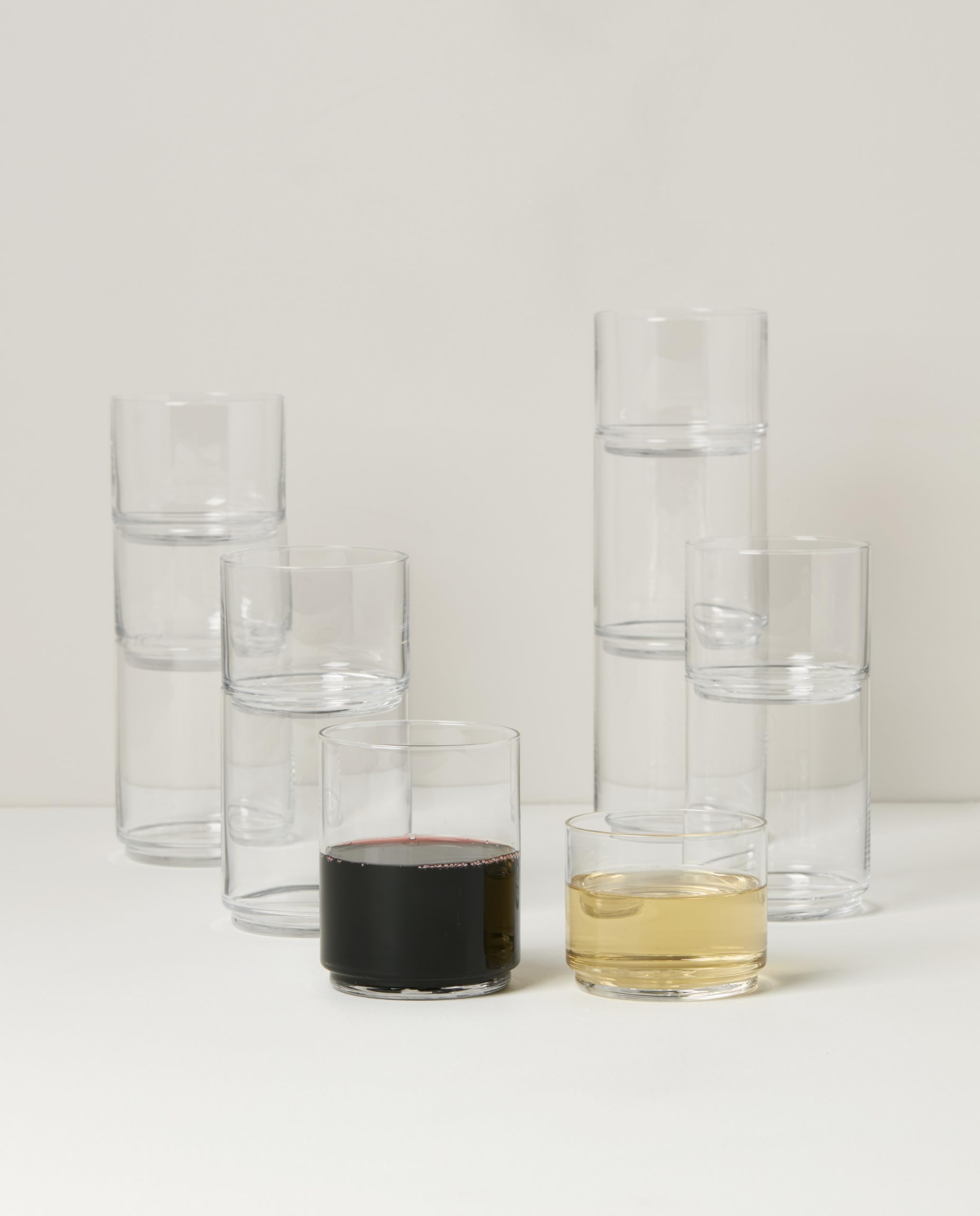 Lenox Tuscany Classics Gläser, hohe und kurze Brille, 5,51, transparent | Glas und Kristall, spülmaschinenfest, inklusive 6 hohen und 6 kurzen Gläsern, 10,2 cm, 400 ml, Trinkgläser