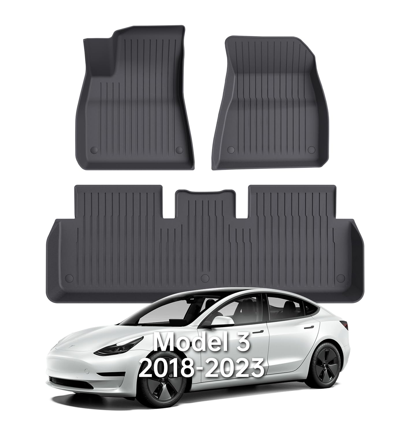 Wekar Floor Mats Fits for Tesla Model 3 2023-2018 - All Weather TPE Custom Fit Car Mats Floor — view 7