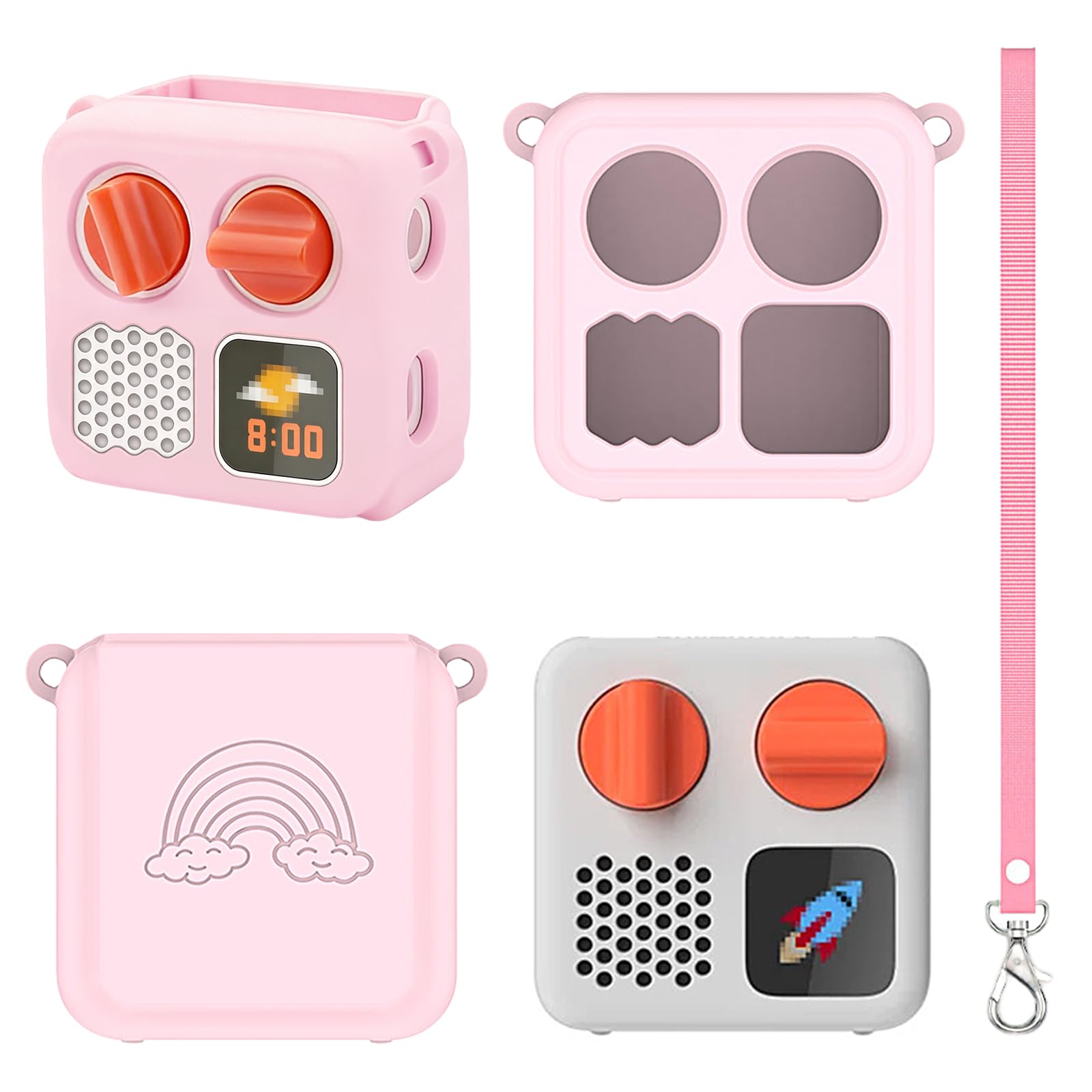 Viilich Silicone Case Cover for Yoto Mini 2024, Protective Shell Box Skin Multi-Function Protector with Card Space and Shoulder Strap, Compatible with Flipper Zero Yoto Mini Plus Pokemon Go Plus