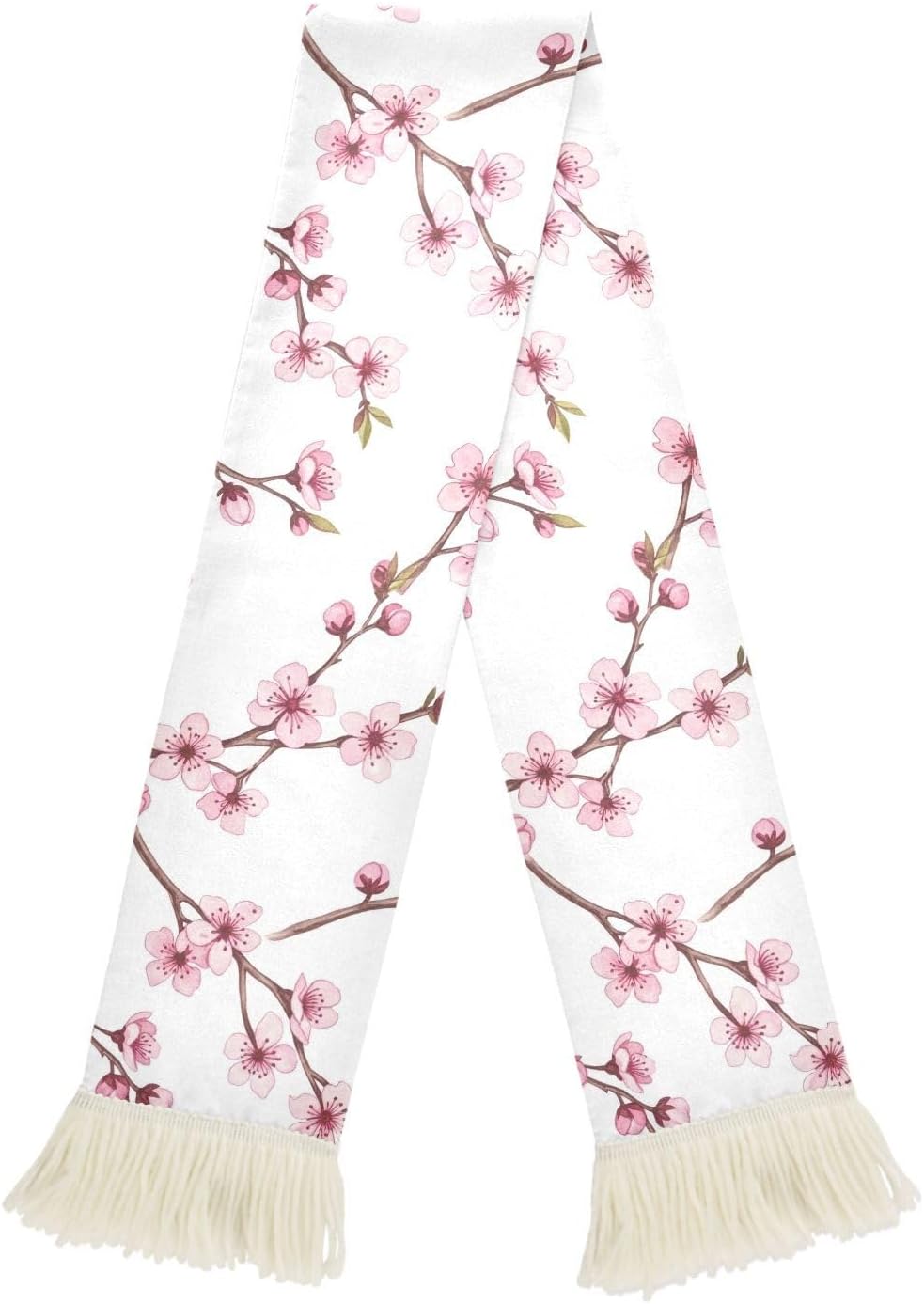 CHIFIGNO Cherry Blossom White Sports Fan Scarf, Soft Polyester Soccer Scarf, Quick Dry Supporter Towel, Match Day Accessories