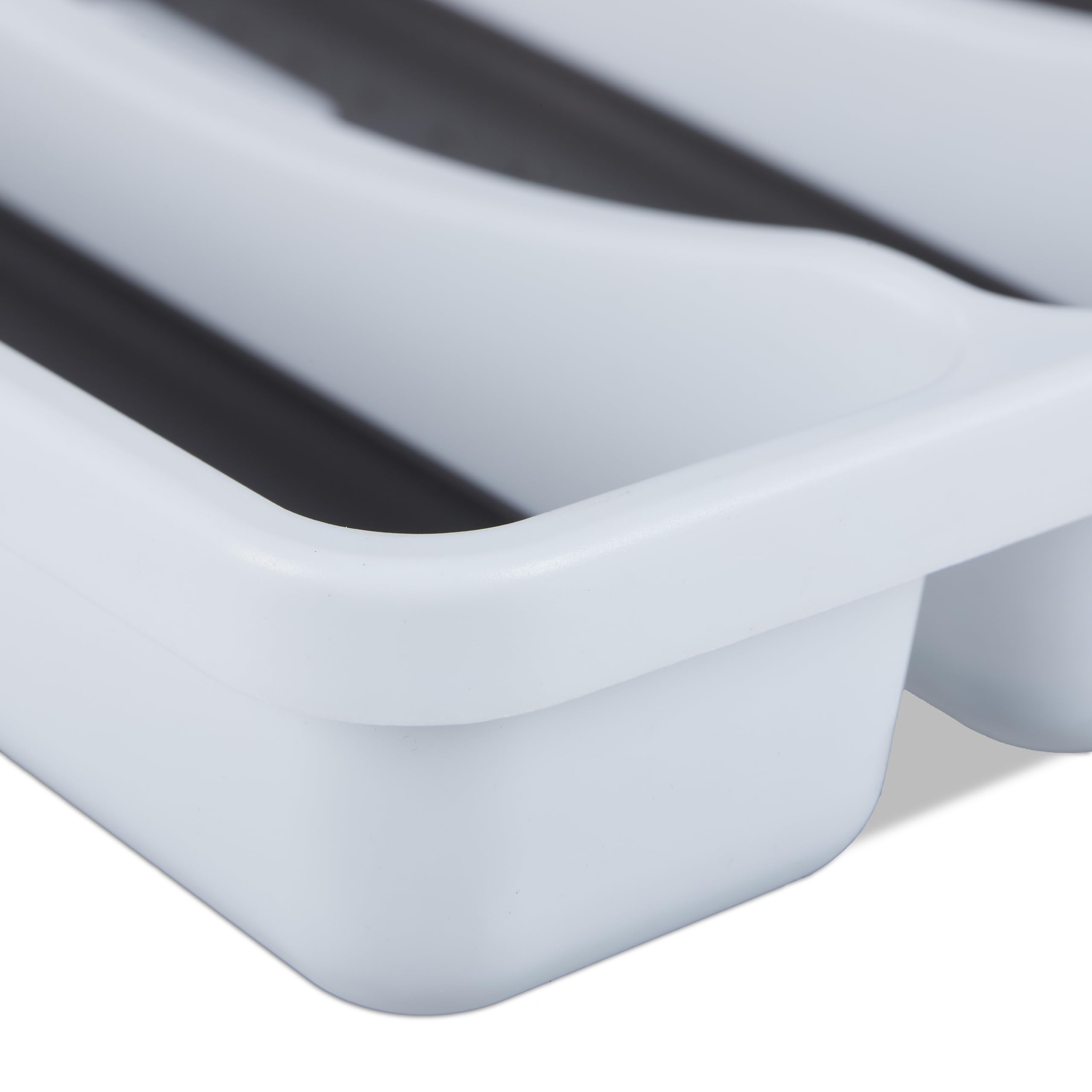 Relaxdays Portaposate da Cassetto, Divisore per Posate, Organizer da Cucina, HxLxP: 4,5 x 33 x 40 cm, Bianco Grigio