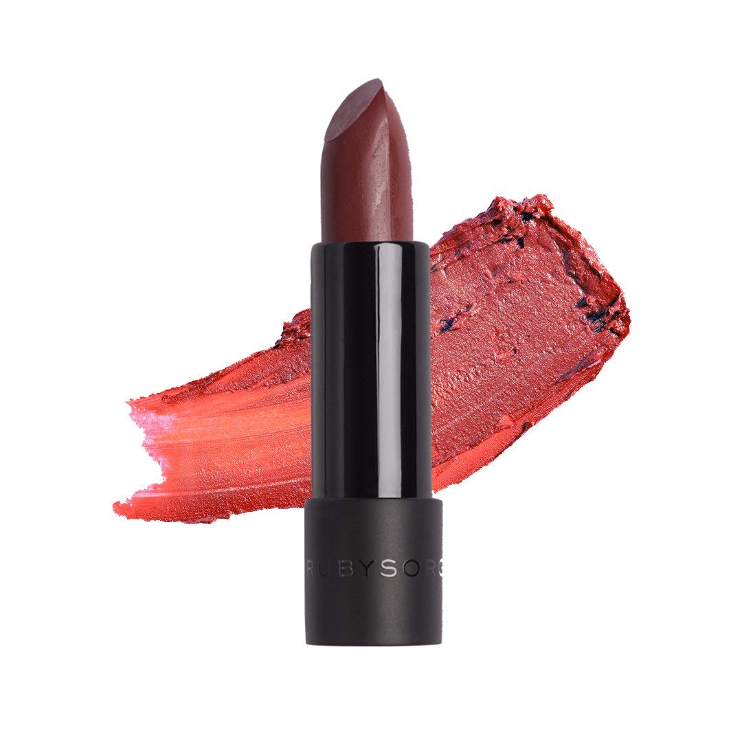 Ruby's Organics Semi-Matte Lipstick for Women All Indian Tones- Highly Pigmented, Moisturizing, Non Drying, Lightweight and Long Lasting- Lip Makeup, Synthetic Chemical Free- Raisin, 3.7g