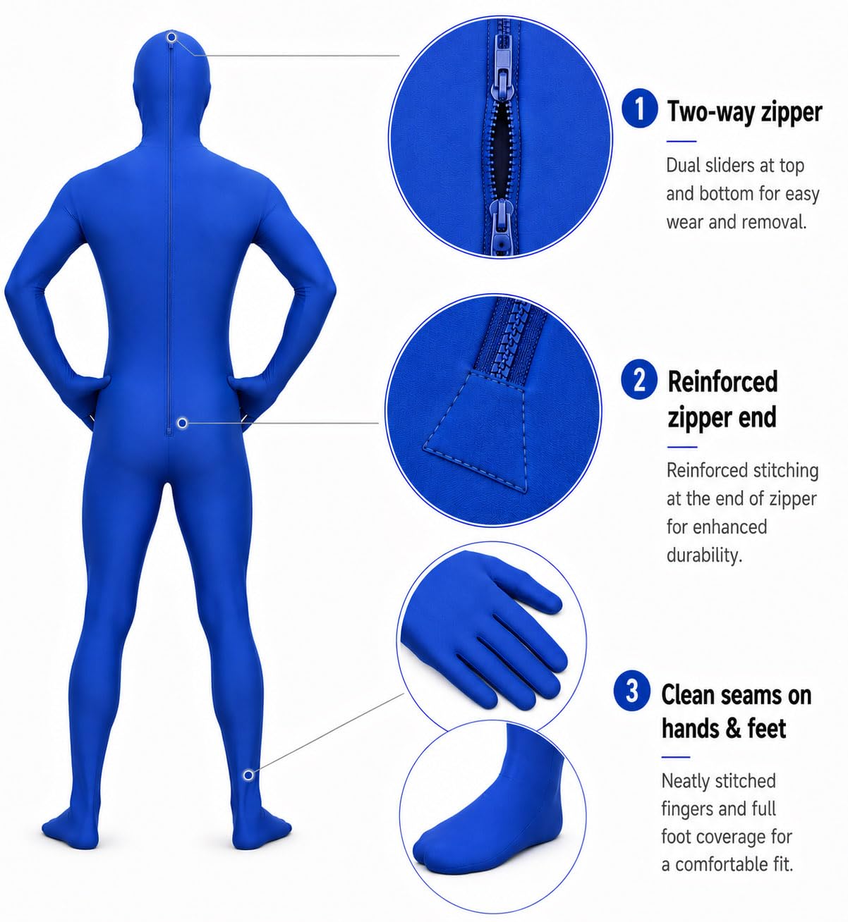 Aniler Men's and Women's Spandex Full Body Zentai Costume Bodysuit