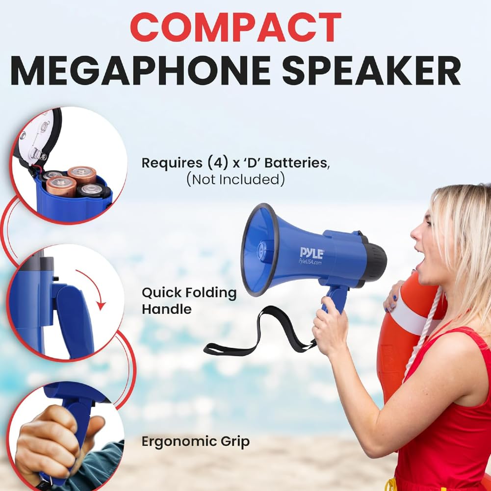 GK SOUND PMP31BL Megáfono Azul 30 Vatios 750 Metros Sirena Incorporada