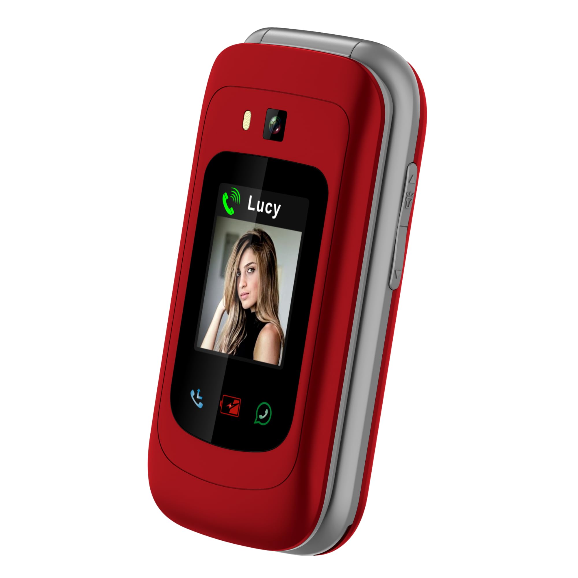 Funker E480 Teléfono Móvil 4G para Mayores con Whatsapp, Teclas Grandes, Botón SOS y GPS, Videollamadas, Pantalla 2.8", Base de Carga, Fotocontactos, Volumen Alto, Fácil de Usar, Color Rojo