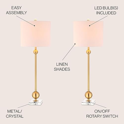 Miniatura 2 de JONATHAN Y JYL2010A-SET2 Juego de 2 lámparas de mesa Hollis 34 pulgadas de metal LED lámpara de mesa moderna contemporánea Glam mesita de noche