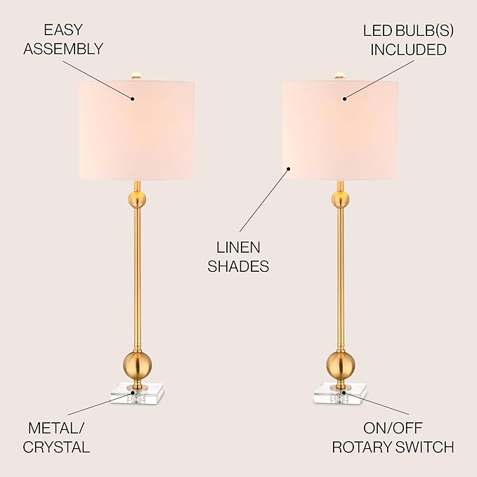 JONATHAN Y JONATHAN Y JYL2010A-SET2 Set of 2 Table Lamps Hollis 34" Metal LED Table Lamp Modern Contemporary Glam Bedside Desk Nightstand Lamp for Bedroom Living Room Office College Bookcase, Brass photo 6