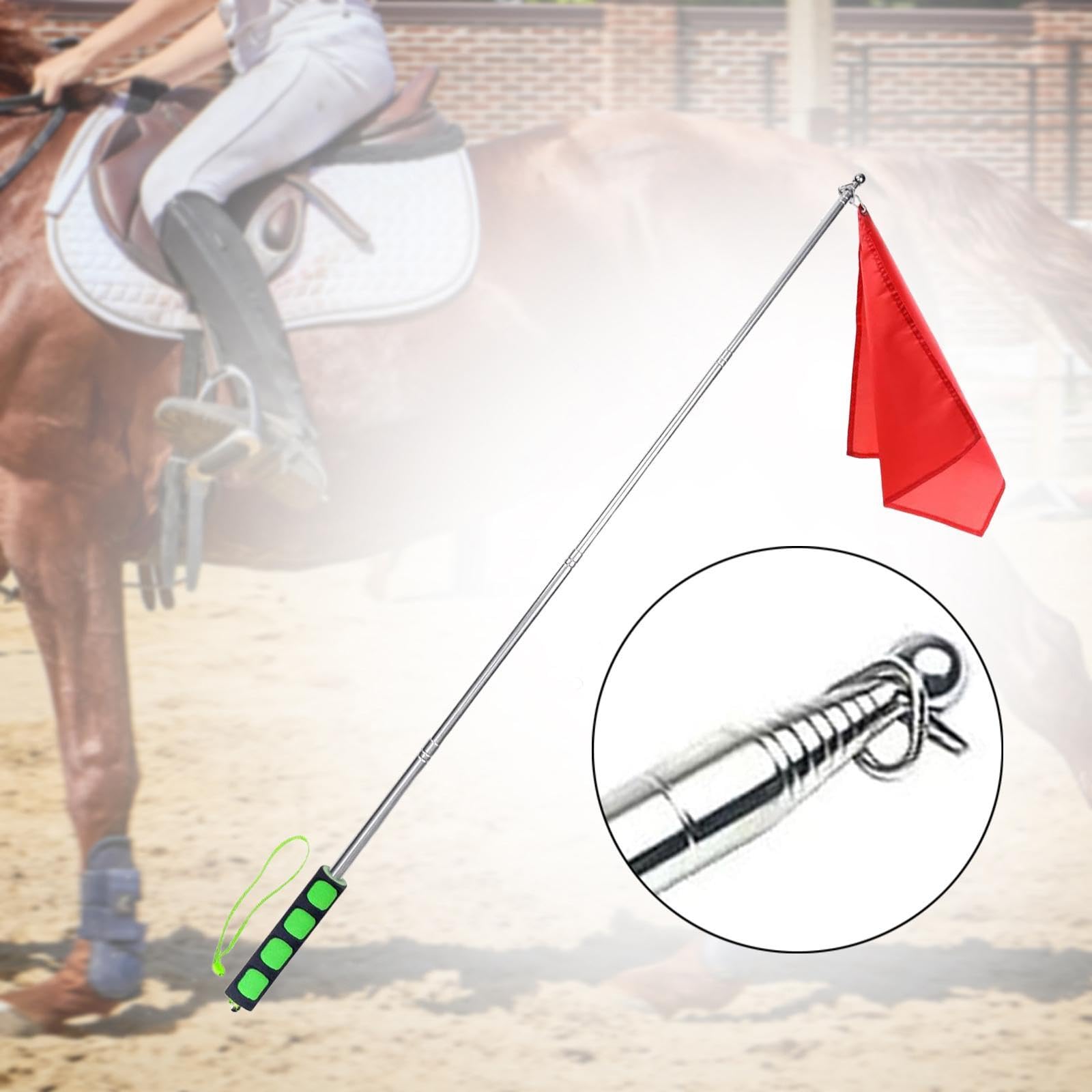 Fenteer 4 Piezas Bandera de Entrenamiento para Caballos Instrumento de Adiestramiento con Asta Retráctil Equipo Ecuestre Ligero Adecuado para Señalización de, Poste de 1.6 M