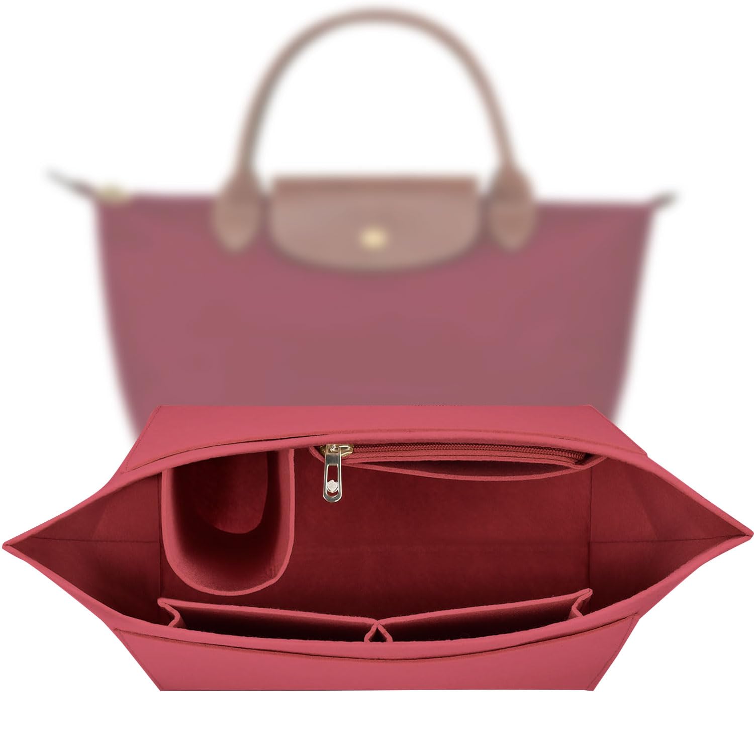 Sunshine smile Organizer für Longchamp Tasche,Organizer für Longchamp Pliage S,Tascheninnenorganizer,Taschenorganizer,Multi-Pocket Felt Handbag,Filz Taschenorganizer mit Mehreren Taschen