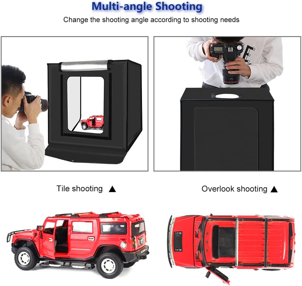 FLAA Photography Shooting Tent Kit 15.7" Folding Photo Studio Light Box Tabletop Lighting Softbox with 24W 5500K Light/6 Colors Backdrops for Jewelry and Small Items