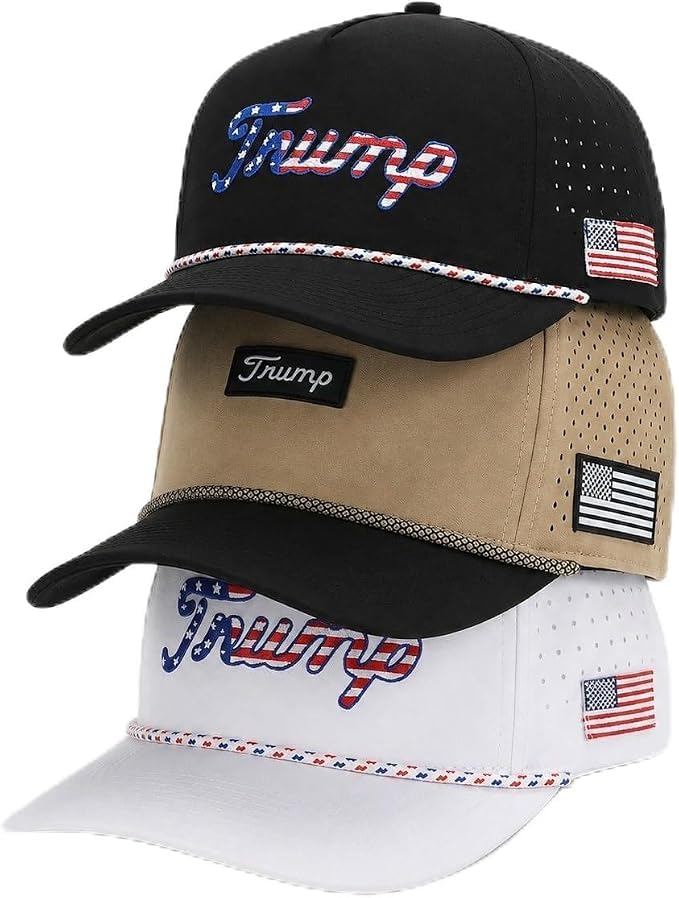 Image of Curves & Clubs Trump Golf Hats - One Size Adjustable Men's Hat - Breathable & Durable Trump Rope Hat - Perfect Golf Gift