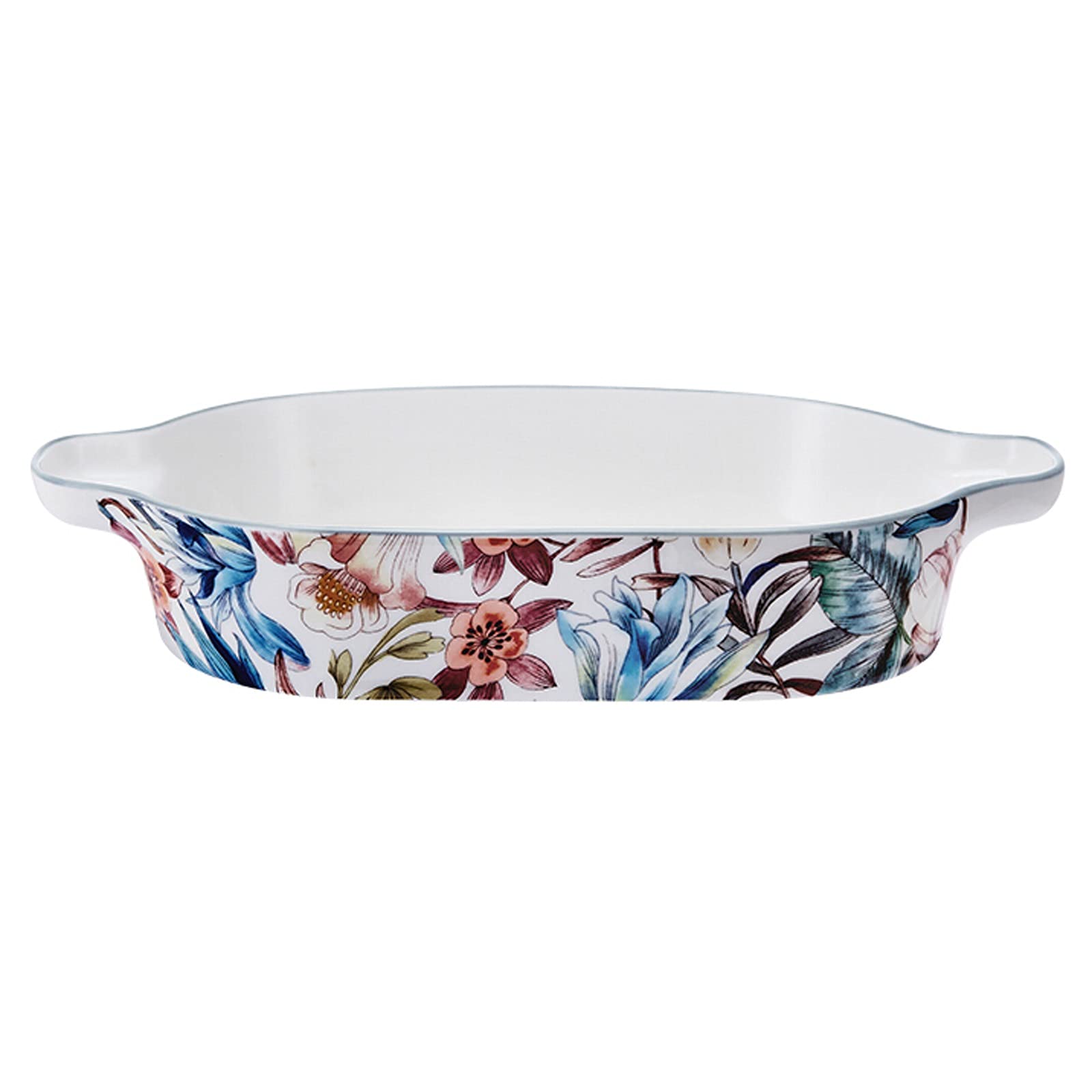 Fuente para Hornear Cerámica Bakeware/Baker Set, Piedra de Porcelana Small Oval Au Gratin Sartenes, Plato para Hornear con Mango Doble para Cocina y hogar, 10.75 Pulgadas Bandejas Horno