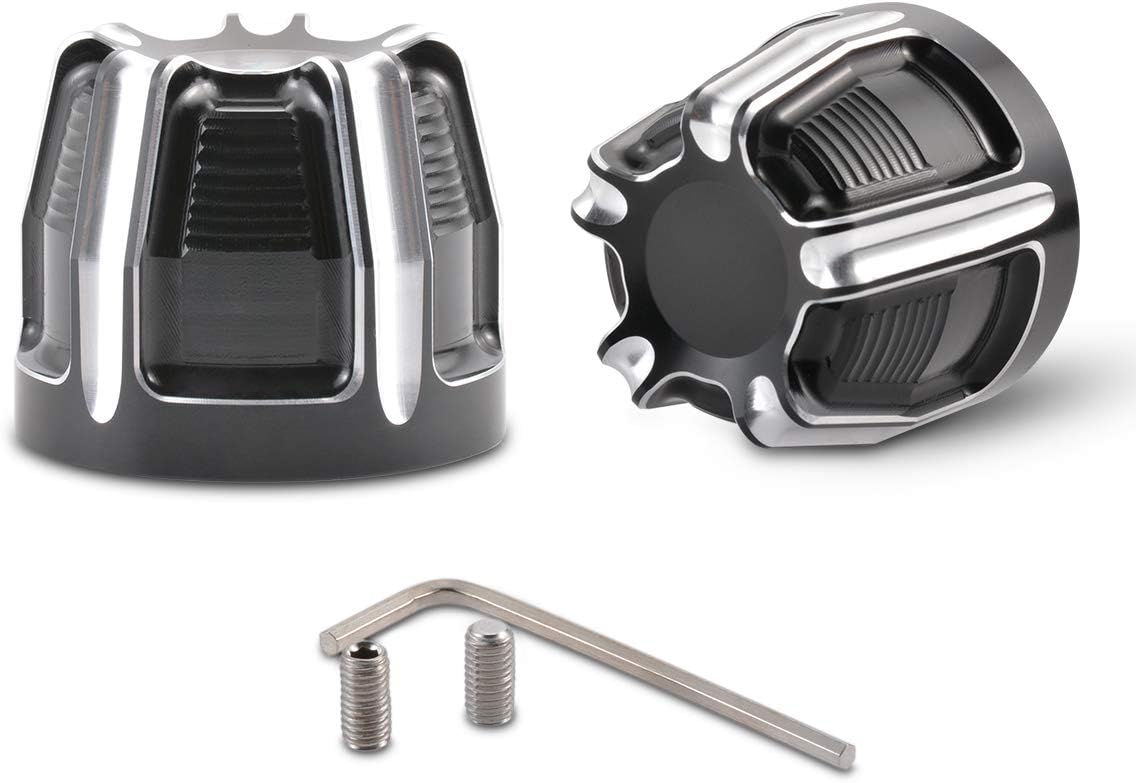 KATUR Motorcycle Front Axle Nut Cover Axle Caps Set Compatible with Sportster Softail Fat Boy Dyna V-Rod Touring Street Glide (Black)