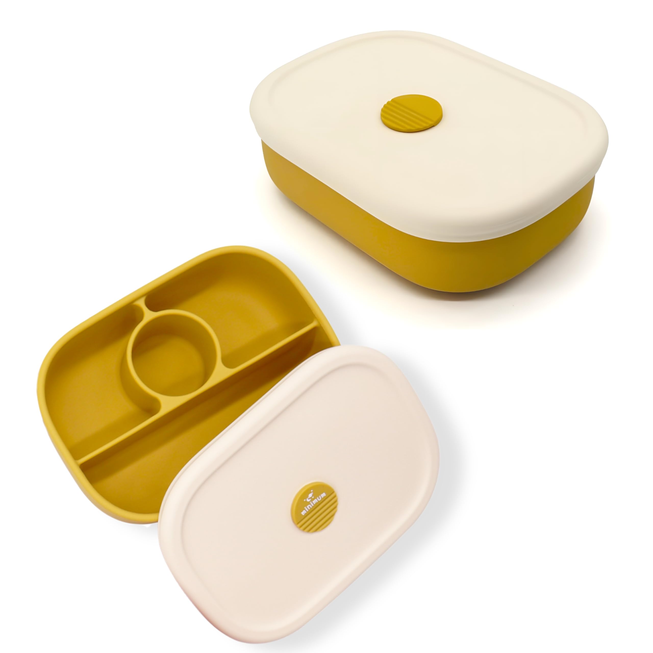 MINIMUM Silicone Lunch Box for Kids, 4 Compartment Food Storage Container, Toddlers Friendly, Lightweight, Durable Airtight Container (Yellow)