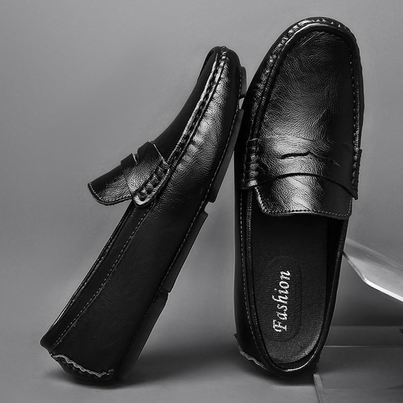 Men's Leather Soft Casual Penny Loafers Slip-On Walking Driving Boat Shoes4