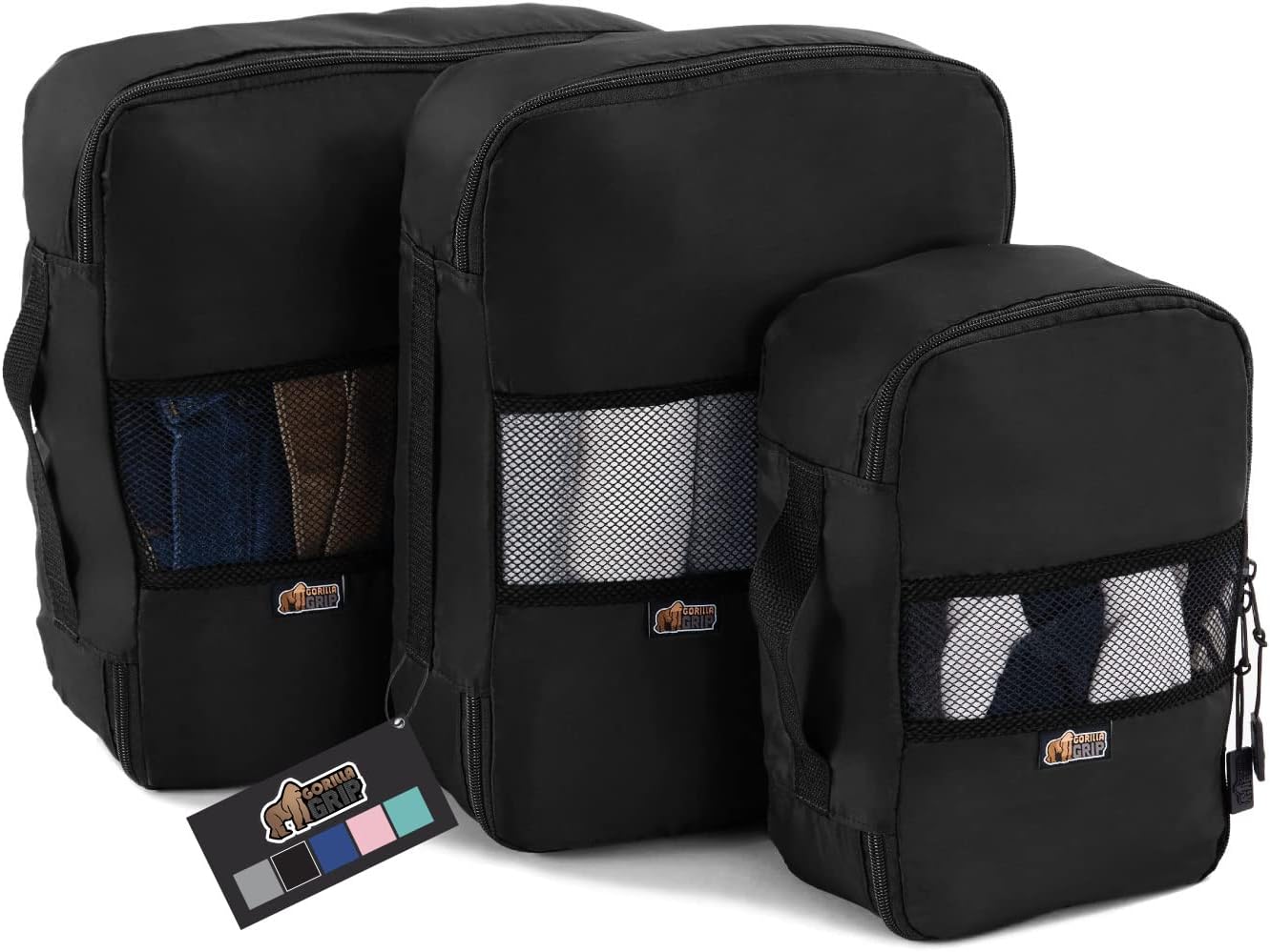 Gorilla Grip 3 Piece Packing Cubes for Luggage with Windows