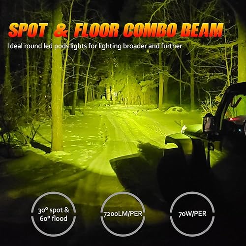 Miniatura 2 de Luces ámbar para todo terreno, luz LED de zanja de 4.6 pulgadas con luz de conducción ámbar DRL de 140 W con conector DT compatible con Jeep