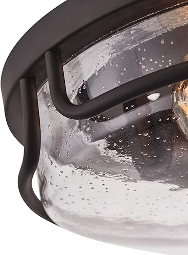 Miniatura 5 de Aiwen Farmhosue - Lámpara de techo empotrada con acabado de bronce aceitado cerca del techo con vidrio sembrado, moderna lámpara de techo redonda