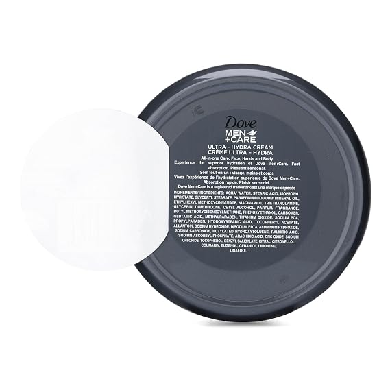 Dove Men+Care Ultra Hydra Cream, Face, Hands and Body care, All Skin Types, 4-Pack of 2.53 Oz Each