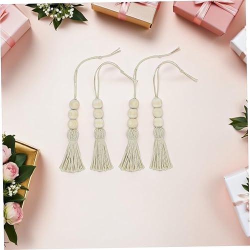 Miniatura 9 de 8 borlas de cuentas de madera, guirnaldas de cuentas de madera rústicas, cuentas de oración para decoración de pomo de puerta del hogar, 8 unidades