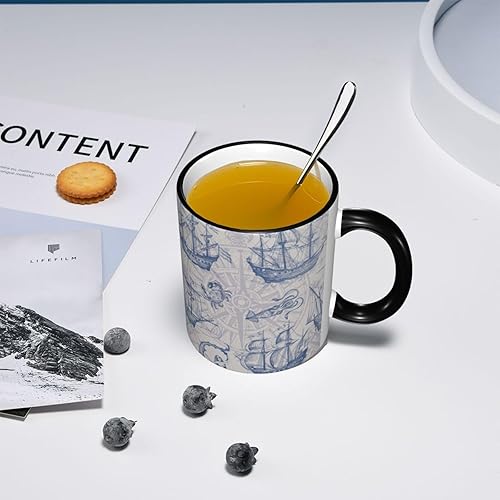 Miniatura 7 de Vintage Sailboat Compass Coffee Mug Coffee Cups Ceramic with Handle,Tea Cups Mug tazas para cafe Drinking Cups Gifts for Women Men,Unique Coffee