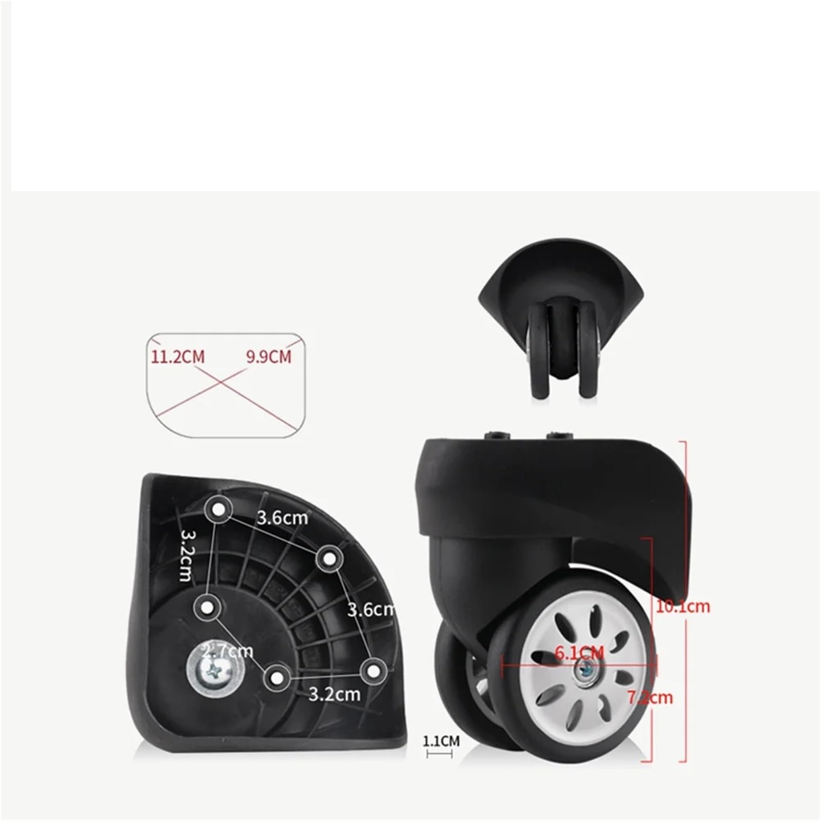 2 Piezas de Accesorios universales for Ruedas Equipaje con for reparación Maletas Viaje contraseña(L Black)