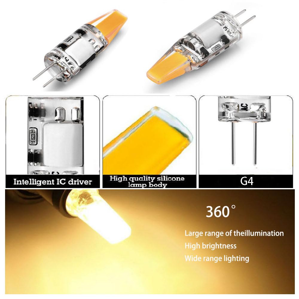 Lampadine LED G4 2W 12V LED Lampada G4 Base bi-pin per luce sottopensile,cappa cucina,camper,barche 2W-8PC/bianco caldo