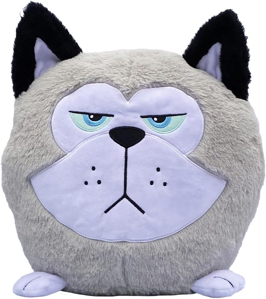 Cooper Husky - 12" Grey & White Animal Plush, Squeeze Tummy for Sounds, Hungry Angry Embroidered Expression, Soft Round Companion, Kids